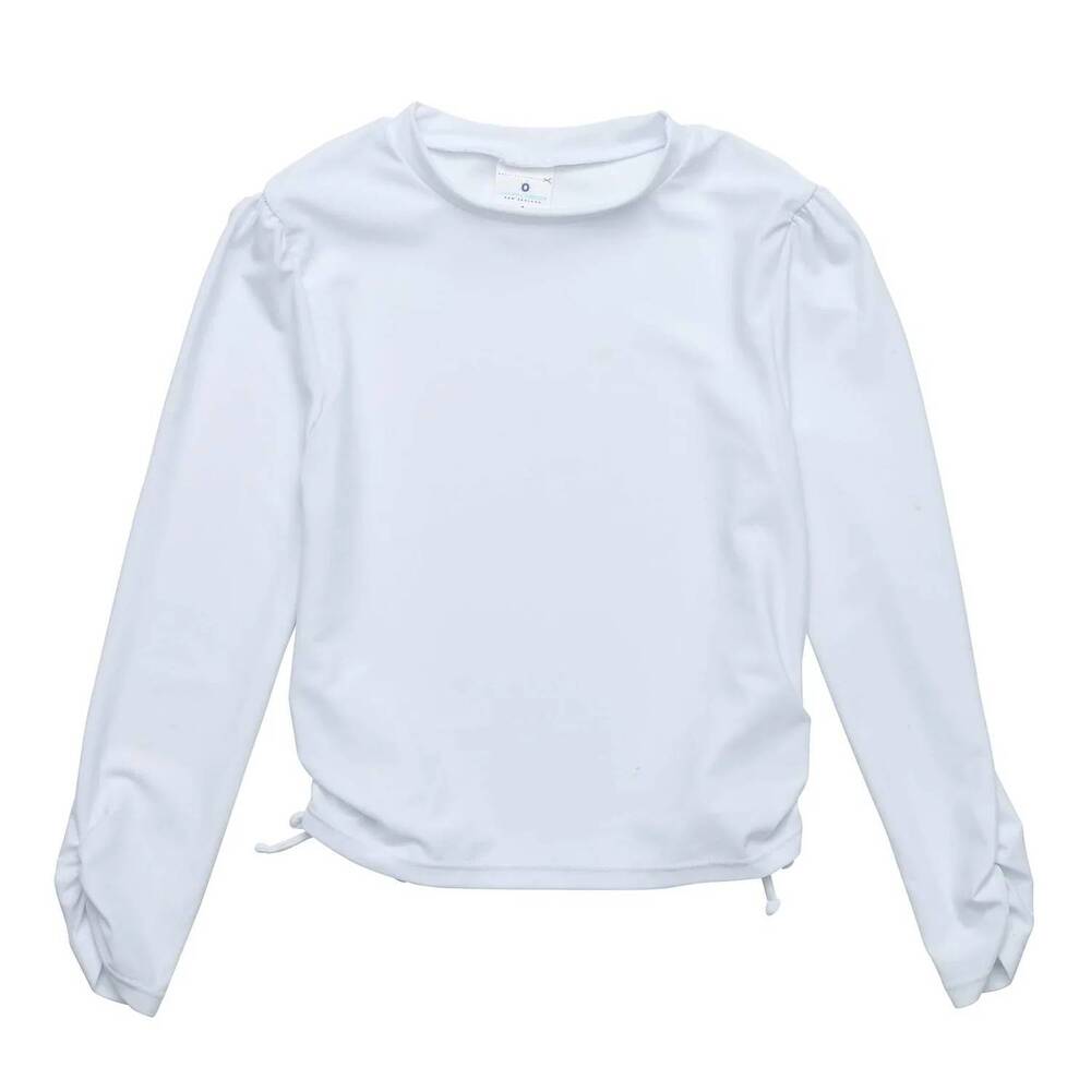 NEW SNAPPER ROCK kid's rouched long sleeve rash top in white